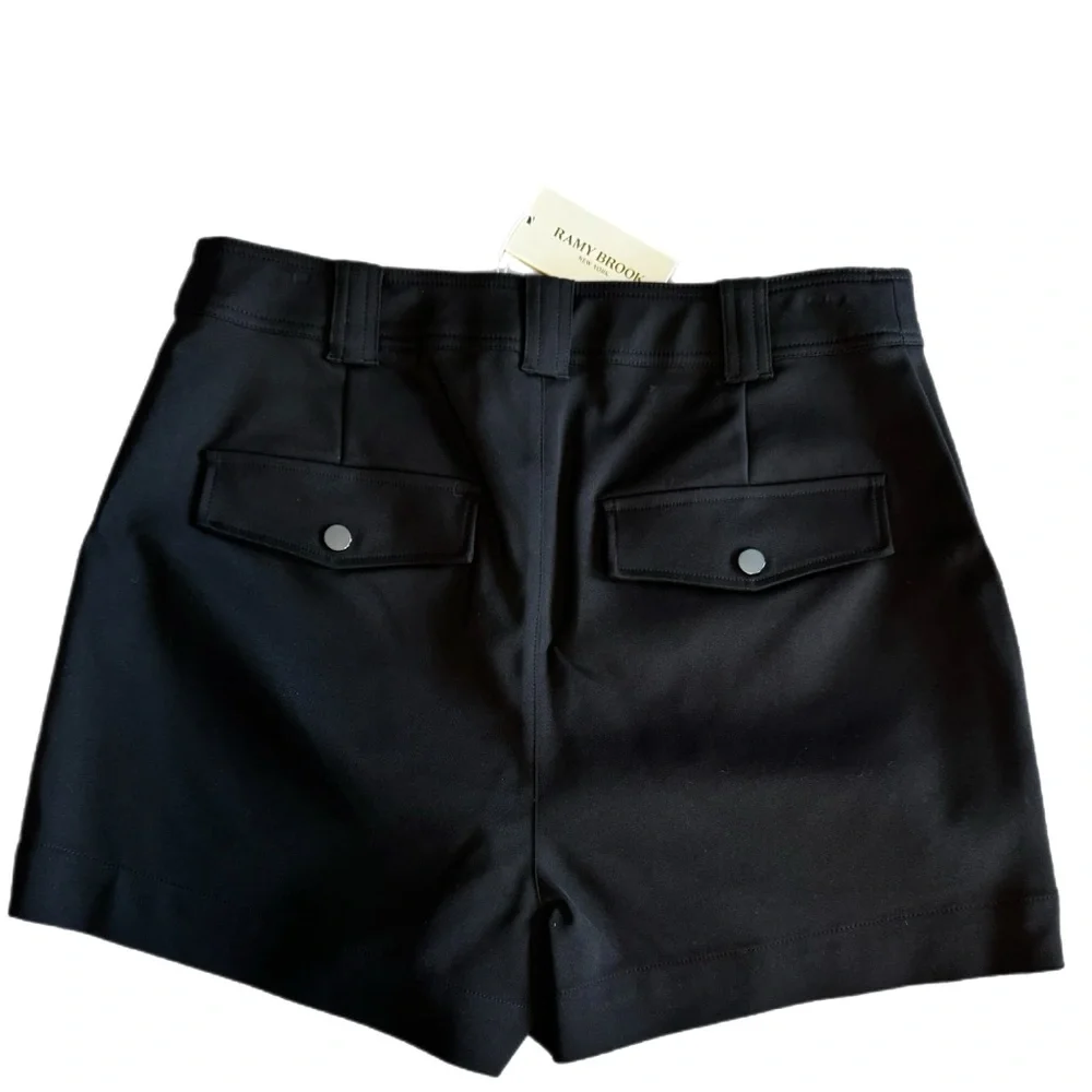 Ramy Brook Roberta Black Button Front Shorts | Size 10 | NWT | Tailored